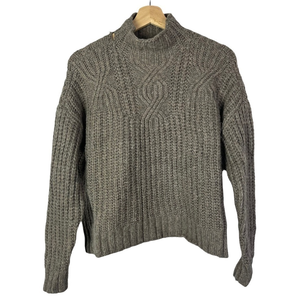 Aerie Marled Gray Mock Neck Pullover Knit Sweater S